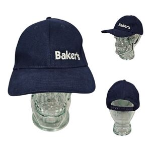 Baker's Snapback Hat Adjustable Cap Adult Size‎ Blue x White EUC